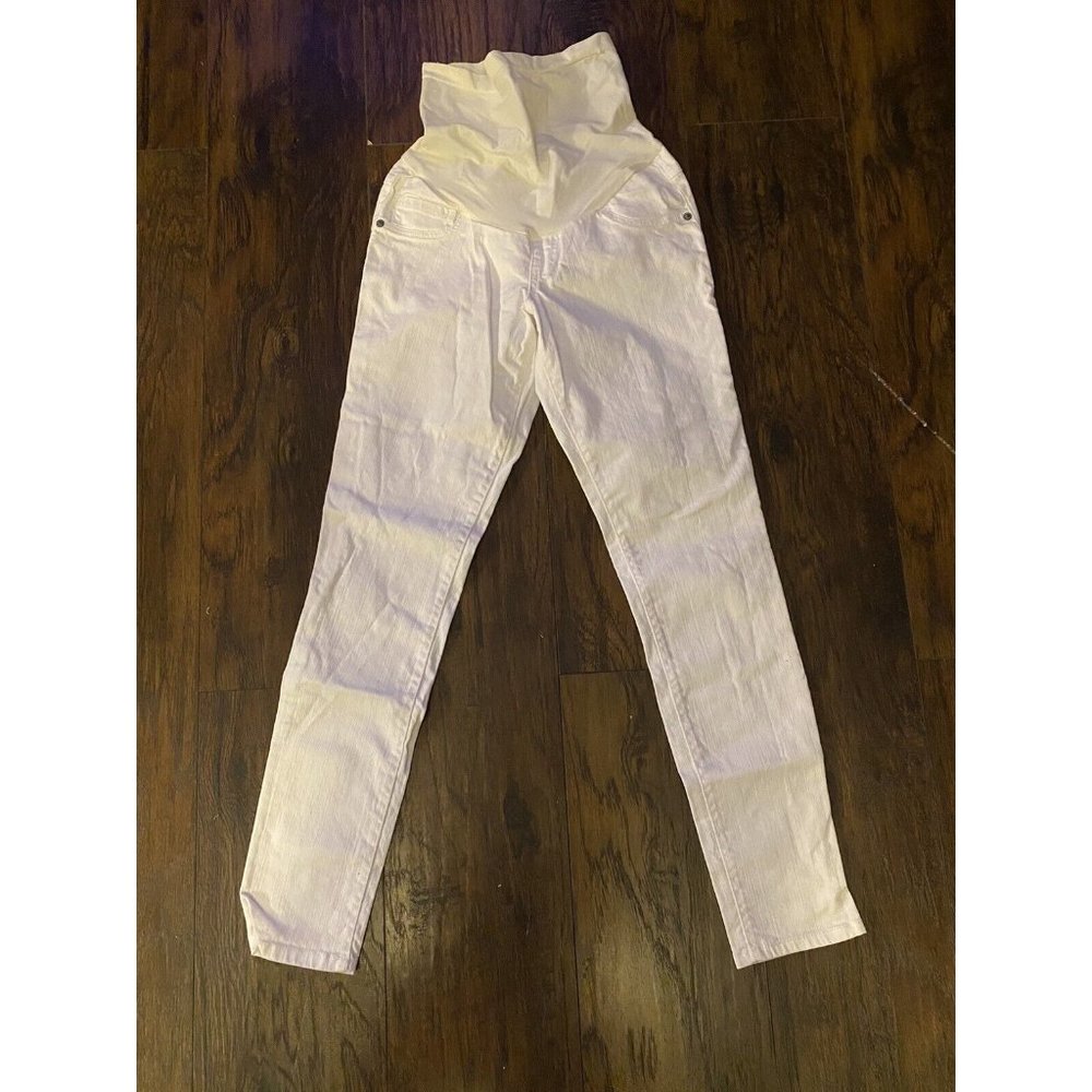 Indigo Blue Womens White Maternity Jeans Skinny Sz  XS Small Spot, Pls See Pics